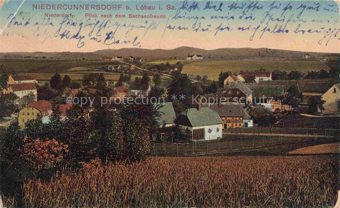 Niedercunnersdorf Goerlitz Sachsen Niederdorf mit Blick zum Sachsenfreund