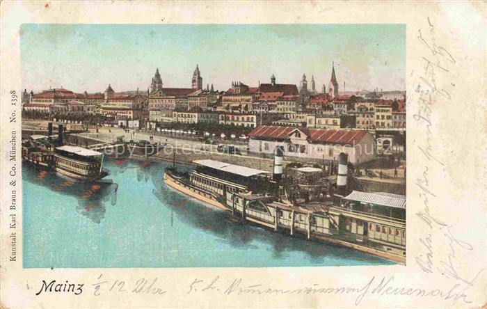 Dampfer Seitenrad Mainz Karl Braun Co. Muenchen Nr. 1398