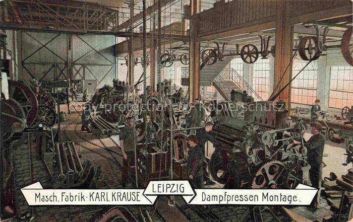 Buchdruck Masch.Fabrik Karl Krause Leipzig Dampfpressen Montage