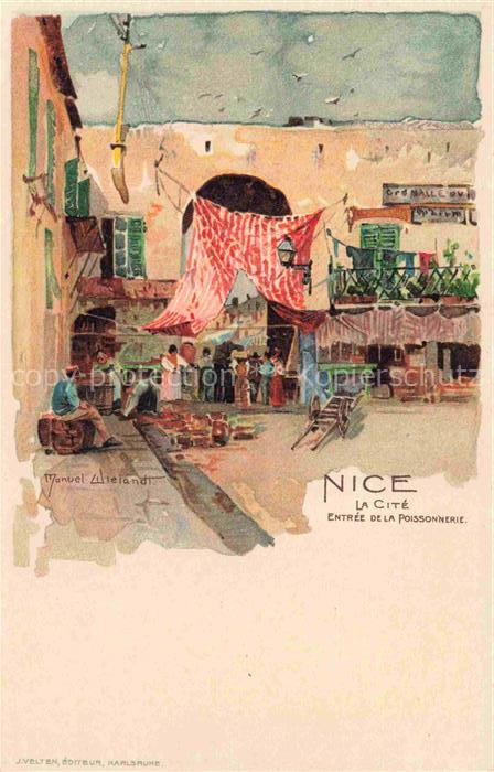 Wielandt Manuel Kuenstlerlitho Nice La Cite Entree dela Poissonnerie