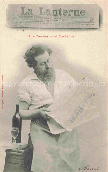 Zeitung Newspaper Journal Giornale-- 9 Jouenaux et LecteursLa Lanterne Mann Wein