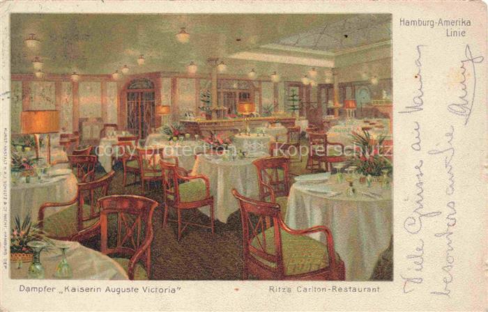 Dampfer Oceanliner Kaiserin Auguste Victoria Ritzs Cariton Restourant