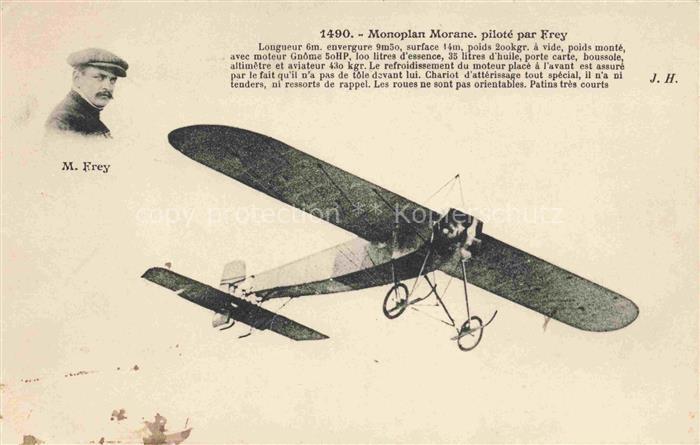Frey Flugpionier Aviatik M. Frey Monoplan Morane