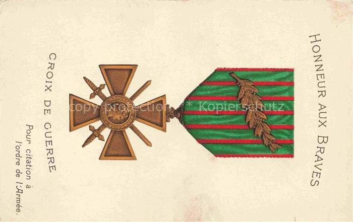 Militaria France Honneur aux Braves Croix de Cuerre