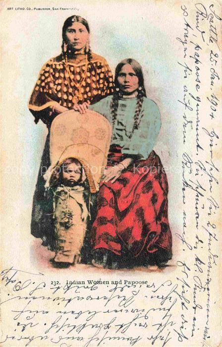 Indianer Native American Frauen Kinder Litho
