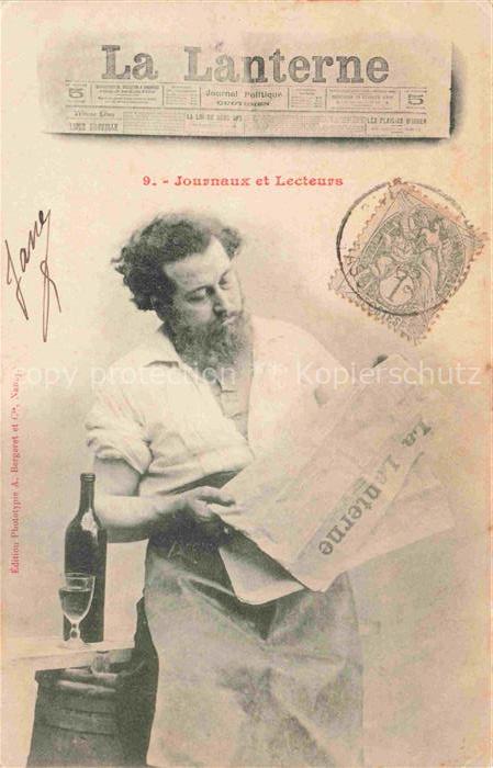 Zeitung Newspaper Journal Giornale-- La Lanterne Mann Wein Journaux et Lectenrs