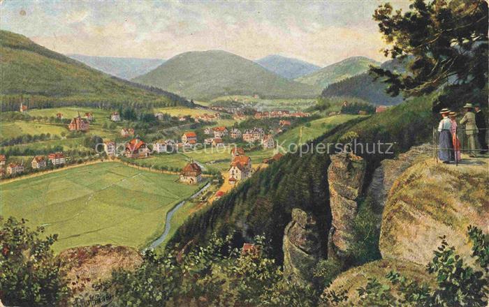 HOFFMANN  Heinrich Kuenstlerkarte Herrenalb vom Faltenstein gesehen