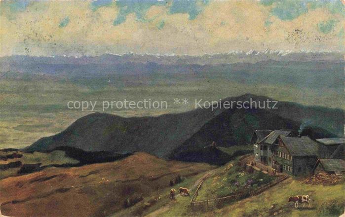 HOFFMANN  Heinrich Kuenstlerkarte Belchen 68 Blick auf Alpen