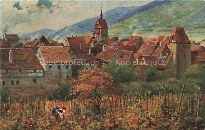 HOFFMANN  Heinrich Kuenstlerkarte Altes Bogesenstaedtchen Reichenweier