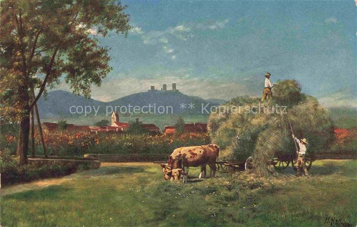 HOFFMANN  Heinrich Kuenstlerkarte Drei Exen Landwirtschaft