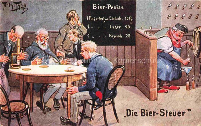 THIELE Arthur Kuenstlerkarte Die Bier Steuer