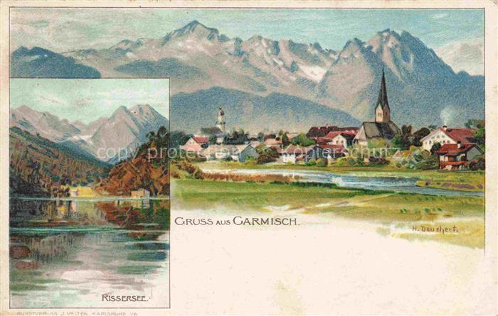 Deuchert Heinrich Kuenstlerlitho Garmisch Rissersee