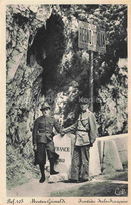 Grenze Douane Zoll Frontiere Border-- Menton Grimaldi Italien Frankreich