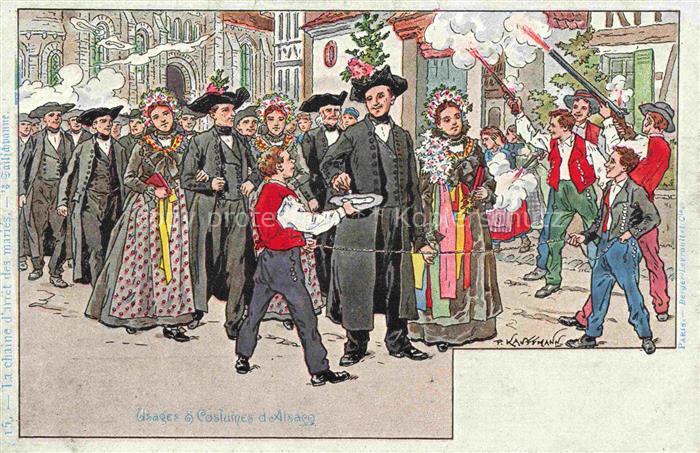 Kauffmann P. Alsace Elsass Kuenstlerlitho La Chaine d´aret des maries