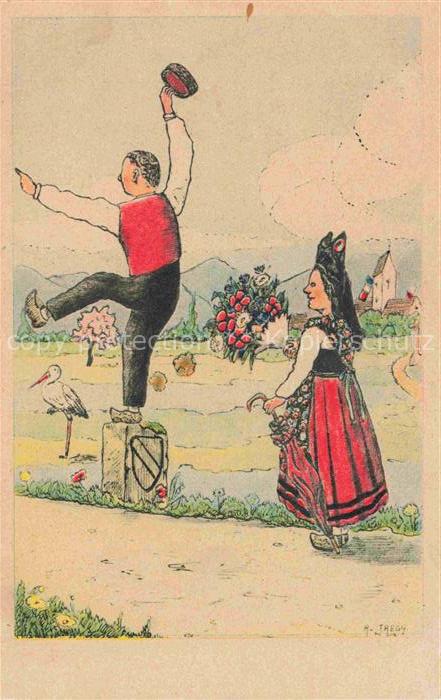 Jaegy A. Alsace Elsass Kuenstlerkarte Les voila They are coming