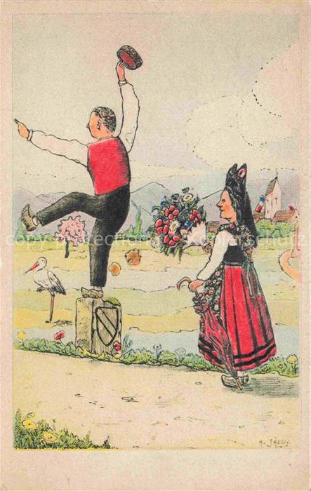 Jaegy A. Alsace Elsass Kuenstlerkarte Les voila They are Coming