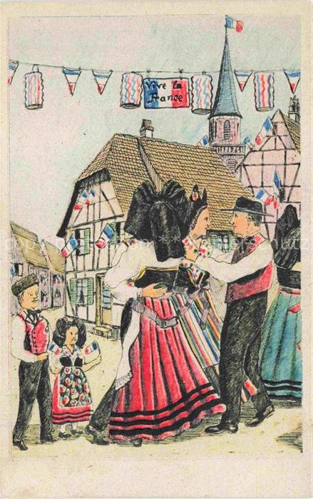 Jaegy A. Alsace Elsass Kuenstlerkarte L Alsace en fete
