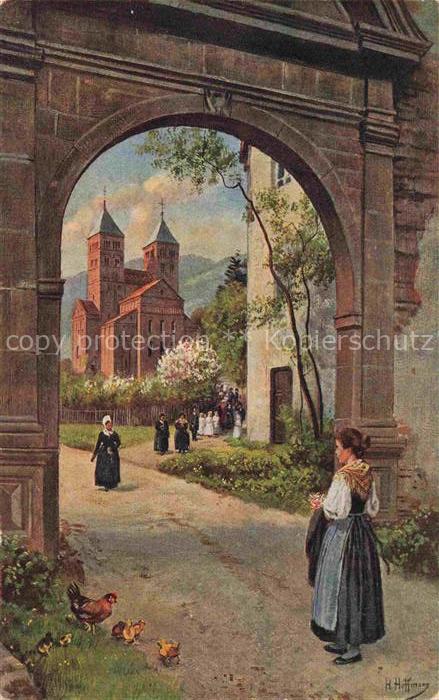 HOFFMANN  Heinrich Kuenstlerkarte Abtei Murbach bei Rebweiler