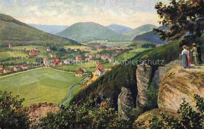 HOFFMANN  Heinrich Kuenstlerkarte Herrenalb vom Falkenstein gesehen