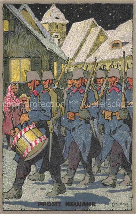 Militaria Schweiz Grenzbesetzung Prosit Neujahr