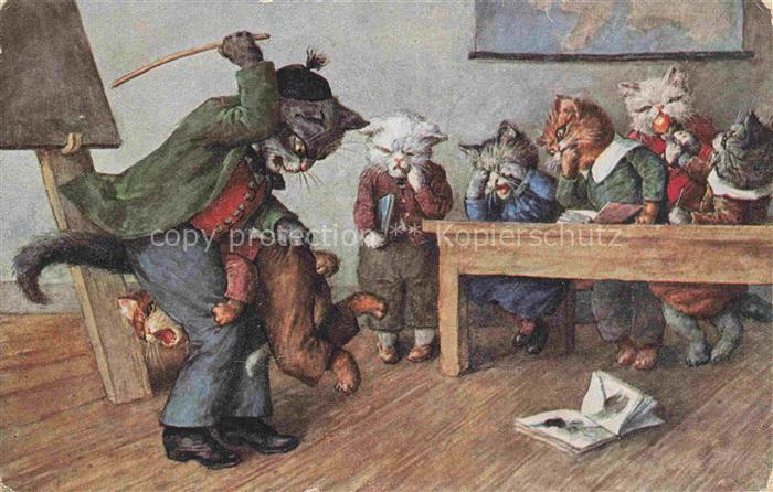 Vermenschlicht Katzen Schule Schlege Lehrer Strafe