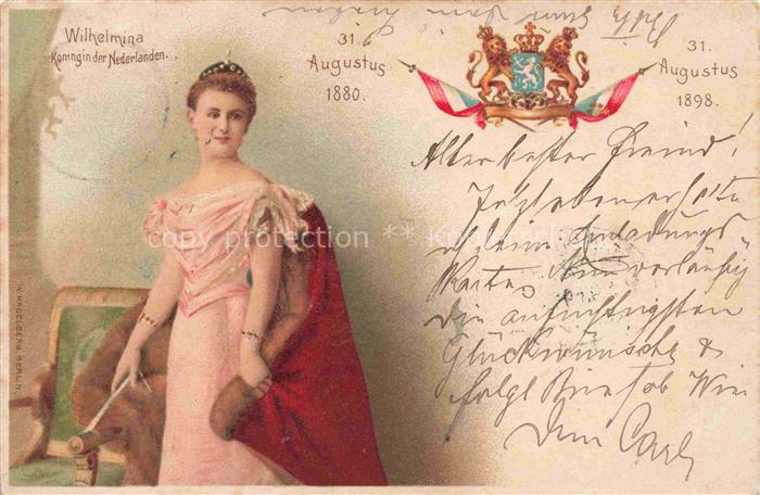 Adel Niederlande Koenigshaus Wilhelmina Litho