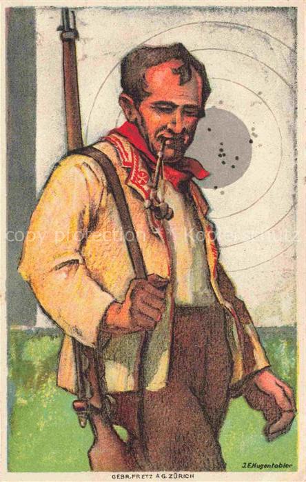 Schuetzenverein Schuetzenfest Sportschuetzen Schweitz I.E.Hugentobler Mann Gewer