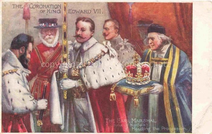 Adel England UK Koenigshaus Earl Marshal The Coronation King Edward VII Litho