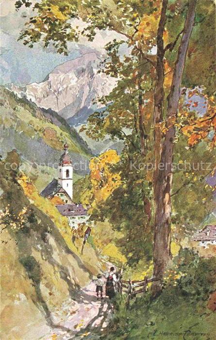 COMPTON  Edward Harrison Kuenstlerkarte Partie aus der Ramsau