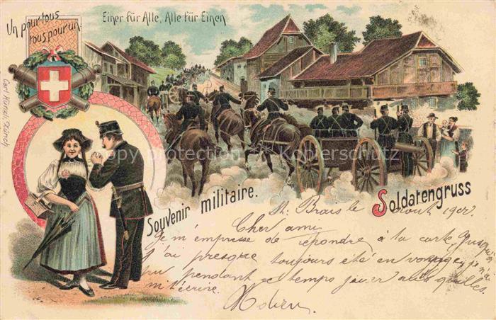 Militaria Schweiz Soldatengruss Carl Kuenzli Zuerich