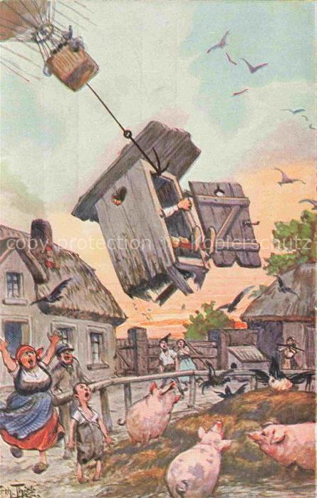 THIELE Arthur Kuenstlerkarte Des Bauern Himmelfahrt