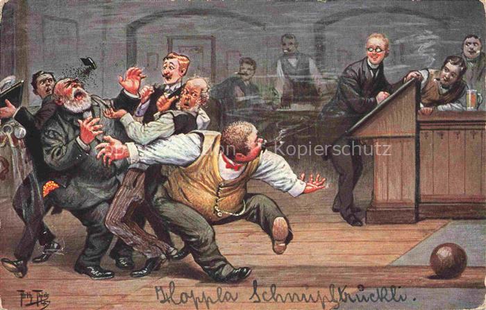 THIELE Arthur Kuenstlerkarte Bier Maenner Ziegaren