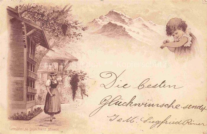 Imkerei Bienenzucht Apiculture Beekeeping Frau Kind Litho