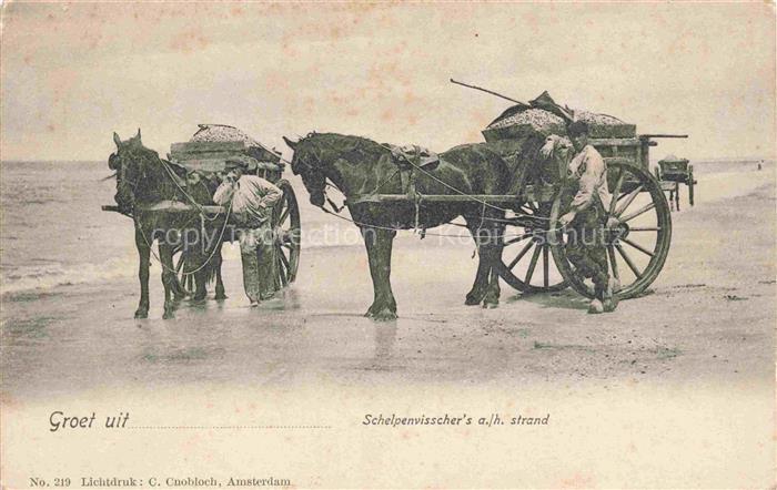Pferdekutschen C.Cnobloch Nr. 219 Maenner Schelpenvisschers a.h. strand