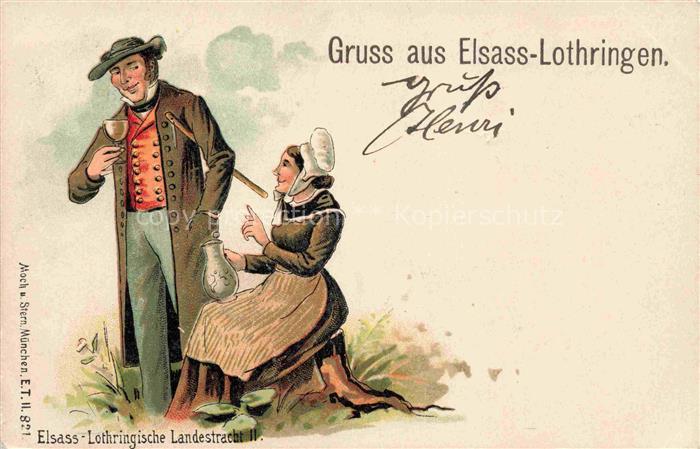 Trachten Alsace Lothringen Litho