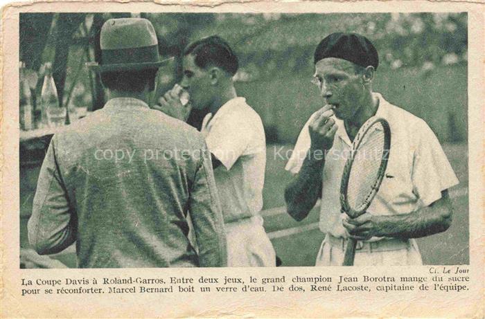 Tennis-- La Coupe Davis a Roland Garros Jean Borotra Marcel Bernard