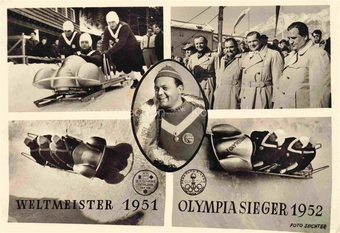 Schlitten Bobsleigh Traineaux-- Weltmeister 1951 Olympiasieger 1952