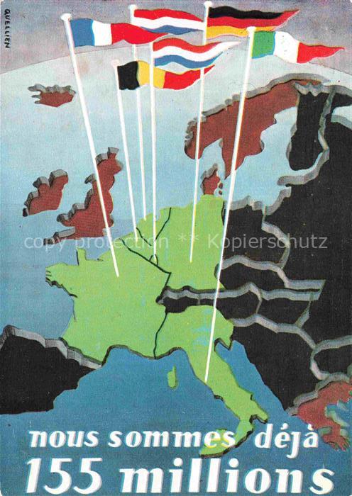 Philatelie nous sommes deja 155 millions Jeunesse Luxembourgeoise Europe Union