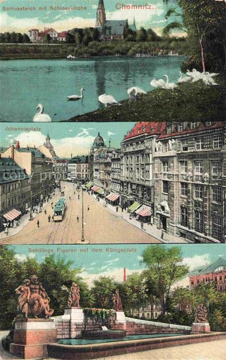 CHEMNITZ Sachsen Schlossteich mit Schlosskirche Johannisplatz