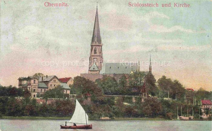 CHEMNITZ Sachsen Schlossteich und Kirche