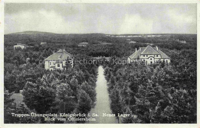 Koenigsbrueck Sachsen Truppenuebungsplatz Neues Lager Blick vom Offiziersheim