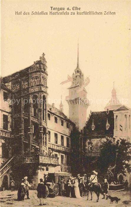 Torgau Hof des Schlosses Hartenfels zu kurfuerstlichen Zeiten