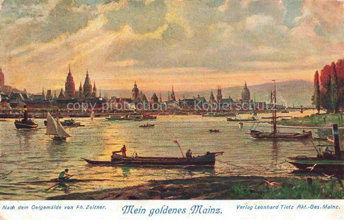 Mainz  Rhein Rheinpartie oelgemaelde