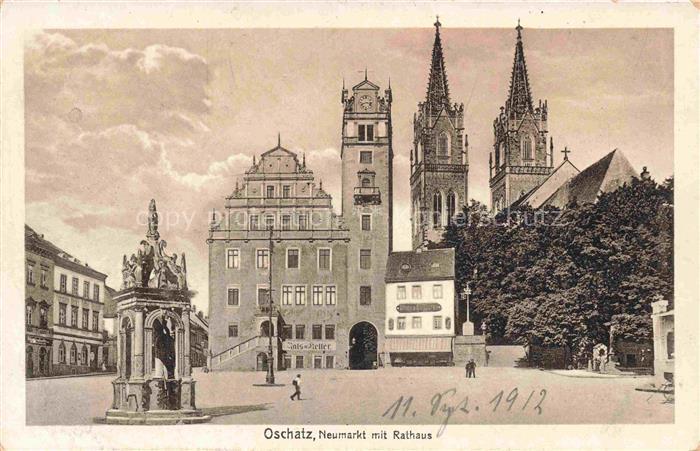 Oschatz Sachsen Neumarkt mit Rathaus