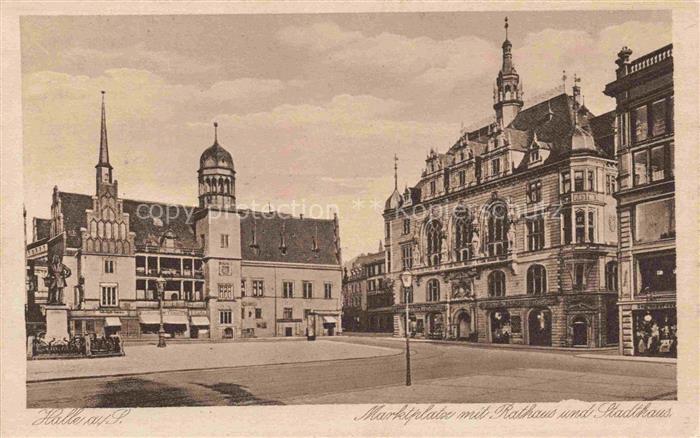 HALLE  SAALE Marktplatz mit Rathaus und Stadthaus