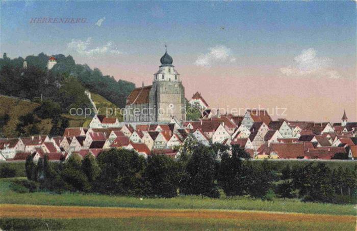 Herrenberg Gaeu BW Stadtansicht mit Kirche