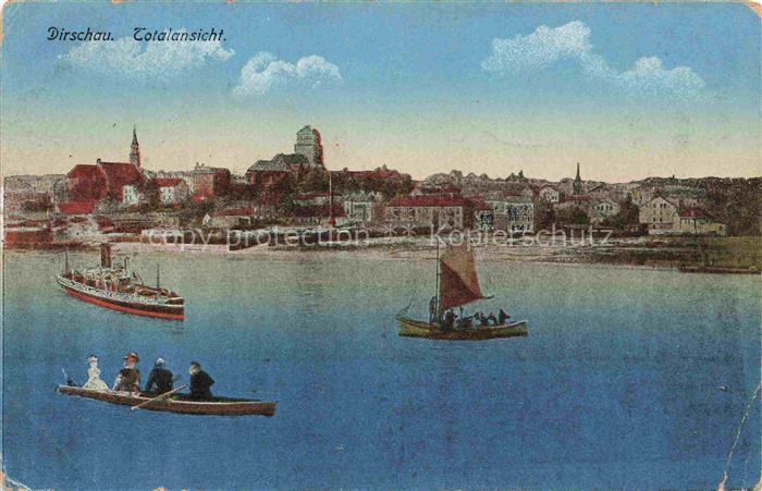 Dirschau Tczew Westpreussen PL Panorama Seepartie Dampfer
