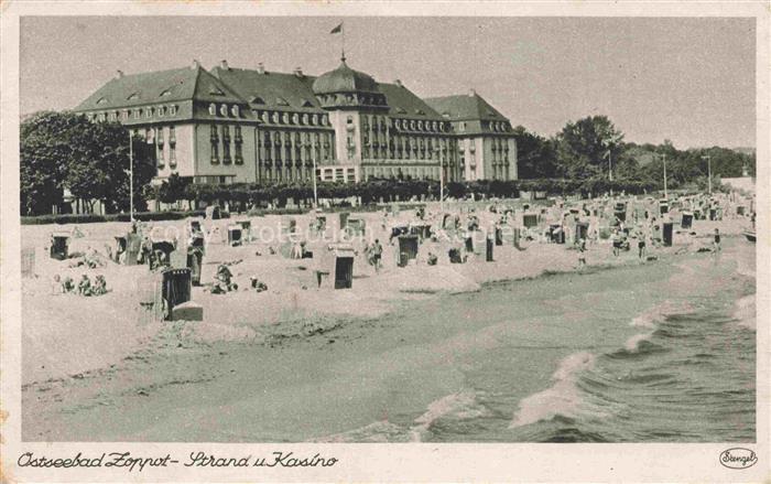 Zoppot Sopot PL Ostseebad Strand und Kasino Feldpost