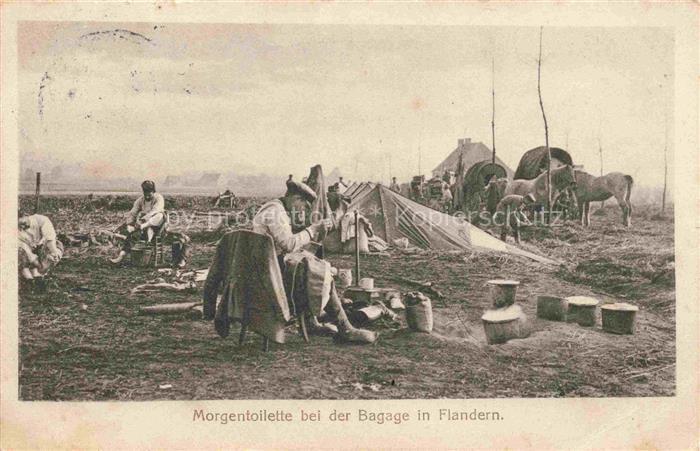 Flandern Region Belgie Morgentoilette bei der Bagage in Flandern