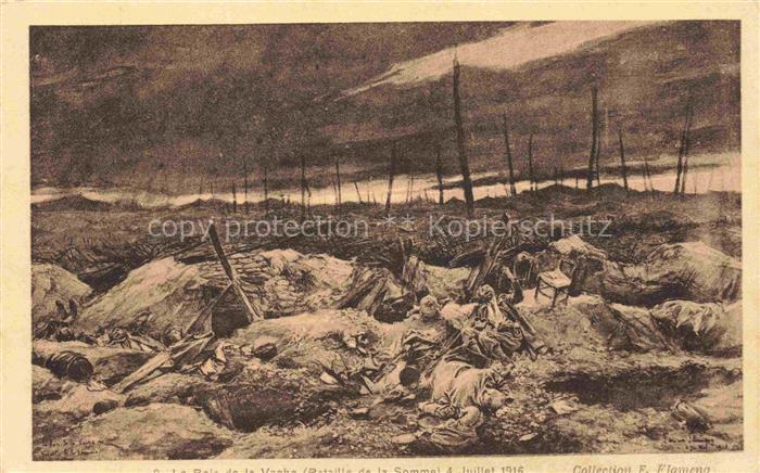 Flameng Kuenstlerkarte Bataille de la Somme Juillet 1916